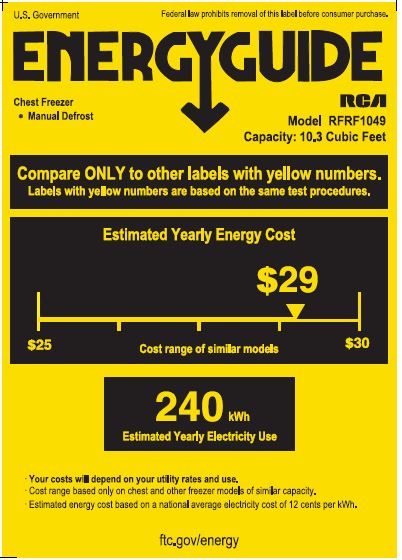 rca deep freezer 10 cubic feet